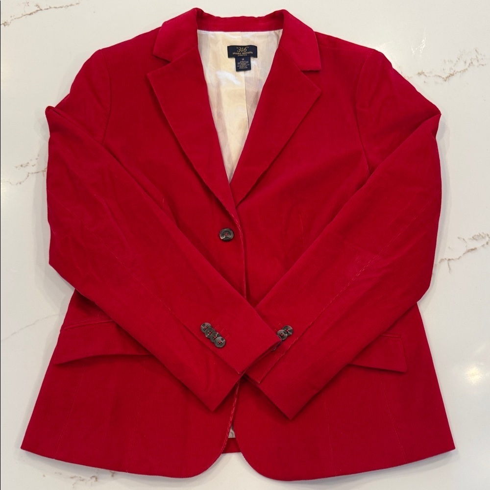 Brooks Brothers 346 Bold Red Women's Corduroy Stretch Blazer Size 14